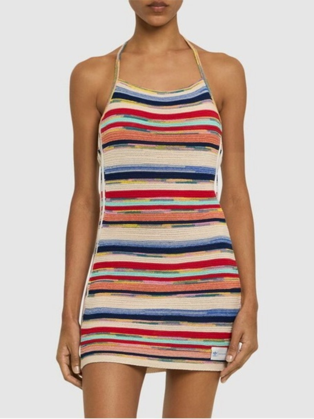 Adidas x Ksenia Schnaider Lifestyle Stripe Halter Knit Dress | Multicolor | XL